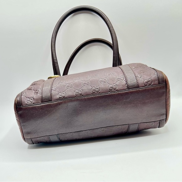 ❌❌SOLD❌❌ Gucci Dark Brown Embossed Leather Guccissima Abbey Boston Bag - Picture 14 of 15